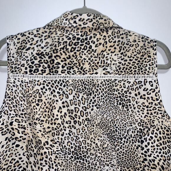 Chico's Blouse Shirt Women's Sz 2 100% Linen Animal Print Sleeveless Tunic - Picture 6 of 9